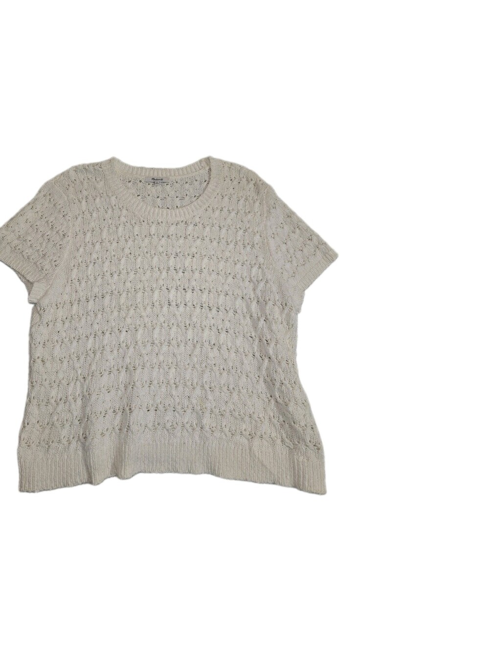 Madewell 💯 cotton Crochet Knit Top Sz XL Short Sleeve Basic Office